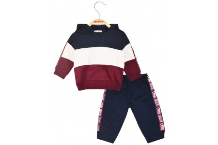 Σετ φούτερ με διακοσμητική τυπωμένη tape στην μπλούζα και το παντελόνι