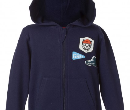 Βαμβακερή αχνούδιαστη ζακέτα με κουκούλα                      