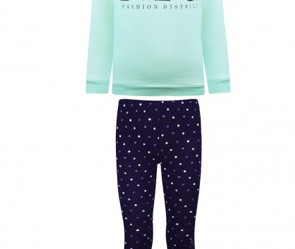 Σετ κολάν πουά και μπλούζα τύπωμα 