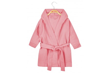 Μπουρνούζι με κουκούλα και ζώνη ροζ