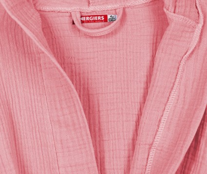 Μπουρνούζι με κουκούλα και ζώνη ροζ