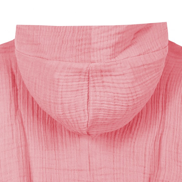 Μπουρνούζι με κουκούλα και ζώνη ροζ