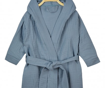 Μπουρνούζι με κουκούλα και ζώνη σιελ