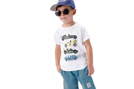 Παιδικό σετ αχνούδιαστο φούτερ αυτοκινητάκια 2 τεμάχια  για αγόρι | ΓΑΛΑΖΙΟ