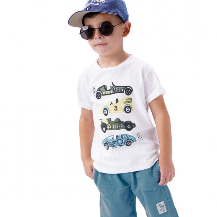 Παιδικό σετ αχνούδιαστο φούτερ αυτοκινητάκια 2 τεμάχια  για αγόρι | ΓΑΛΑΖΙΟ