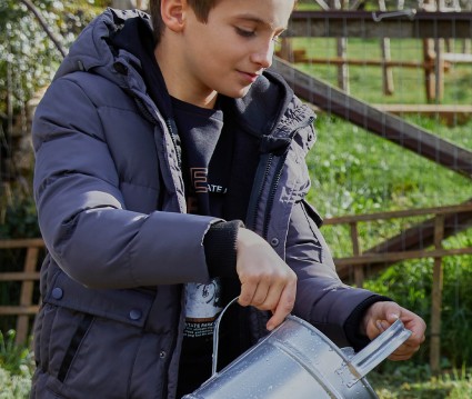 Μπουφάν καπιτονέ με επένδυση και κουκούλα γκρι