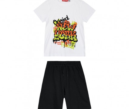 σετ μακό 2 τεμάχια με τύπωμα για αγόρι | ΜΑΥΡΟ