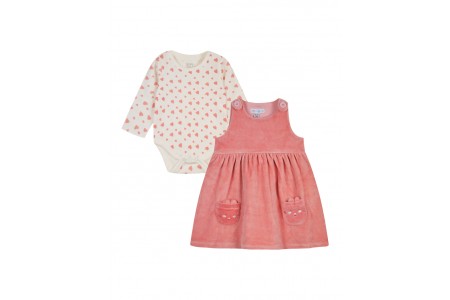 Βρεφικό σετ  βελούδινο φόρεμα με ολόσωμο φορμάκι 