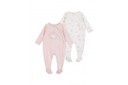 Βρεφικό σετ 2 τεμάχια βαμβακερά φορμάκια κουνελάκια με τρουκς για κορίτσι.