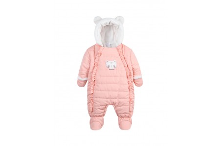 Βρεφική φόρμα εξόδου  με κουκούλα ροζ