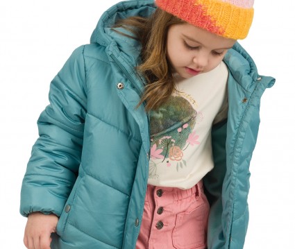 Μπουφάν καπιτονέ με κουκούλα μέντα