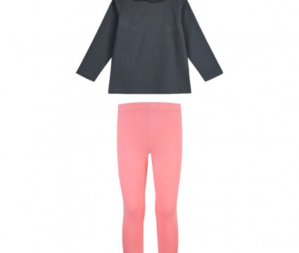 Βαμβακερό σετ με τύπωμα κοριτσακι με λουλουδια