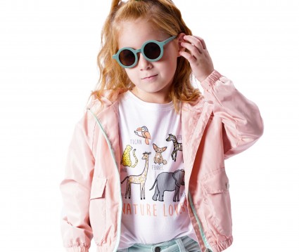 Παιδικό αδιάβροχο μπουφάν για κορίτσι-πούδρα