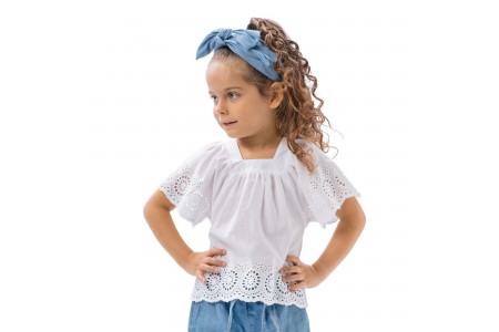 Παιδικό τοπ με κέντημα για κορίτσι | ΛΕΥΚΟ