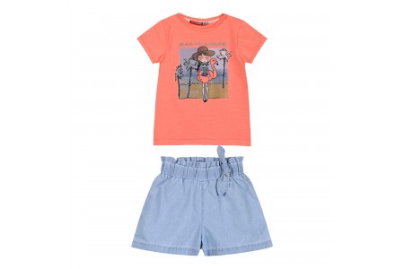 Παιδικό σετ 2 τεμάχια με τζην σορτς για κορίτσι