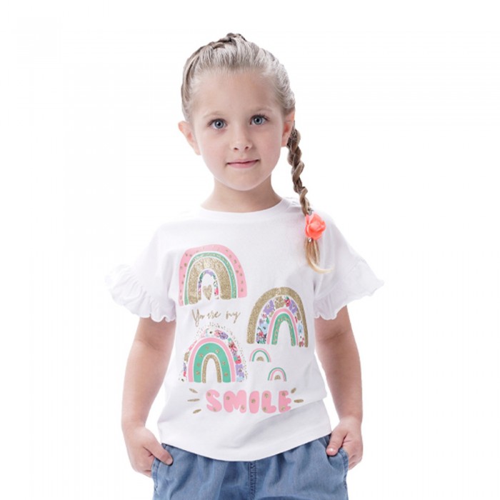 Παιδική μπλούζα με τύπωμα γκλίτερ για κορίτσι | ΛΕΥΚΟ