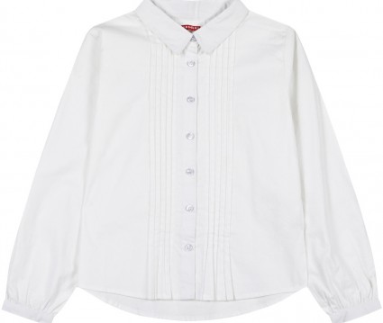 Πουκάμισο ποπλίνα με διακοσμητικές ραμμένες πιέτες 98% ΒΑΜΒΑΚΙ -2% ΕΛΑΣΤΑΝ κορίτσι