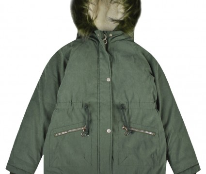 Παρκά με κουκούλα με γούνα πρασινο της ερήμου