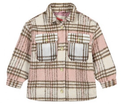 Oversized καρώ μπουφάν τύπου πουκάμισο για κορίτσι