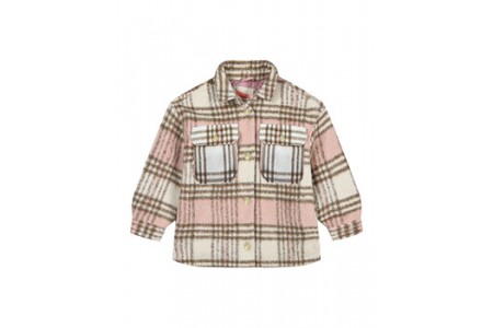 Oversized καρώ μπουφάν τύπου πουκάμισο για κορίτσι