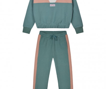 Φόρμα φούτερ δίχρωμη με γιακά και φερμουάρ