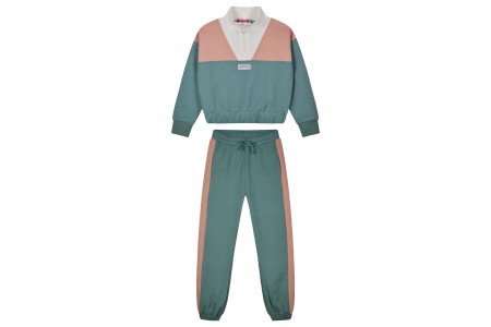 Φόρμα φούτερ δίχρωμη με γιακά και φερμουάρ