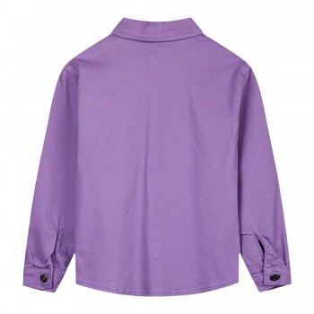 Παιδικό μπουφάν τύπου πουκάμισο με τύπωμα στην τσέπη για κορίτσι | ΛΙΛΑ 98% ΒΑΜΒΑΚΙ -2% ΕΛΑΣΤΑΝ
