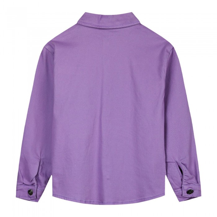 Παιδικό μπουφάν τύπου πουκάμισο με τύπωμα στην τσέπη για κορίτσι | ΛΙΛΑ 98% ΒΑΜΒΑΚΙ -2% ΕΛΑΣΤΑΝ