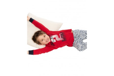 Πυζάμα βαμβακερή με τύπωμα μπάλες