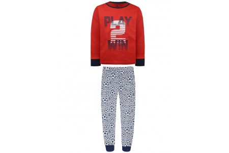 Πυζάμα βαμβακερή με τύπωμα μπάλες