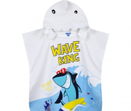 Παιδική πετσέτα θαλάσσης/πόντσο καρχαρίας με κουκούλα για αγόρι | ΜΠΛΕ