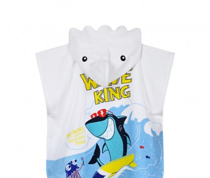 Παιδική πετσέτα θαλάσσης/πόντσο καρχαρίας με κουκούλα για αγόρι | ΜΠΛΕ