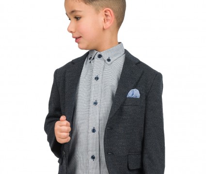 Γκρι πουκάμισο εμπριμέ με μαρέν κουμπιά.Boutique collection