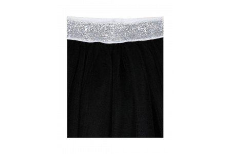 Μονόχρωμη φούστα με τούλι και ασημί λάστιχο για κορίτσι|μαύρο