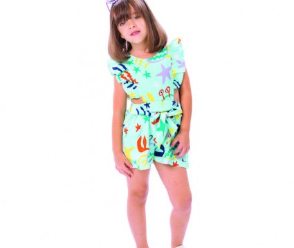 ολόσωμο εμπριμέ σορτς για κορίτσι με άνοιγμα στη μέση | ΕΜΠΡΙΜΕ