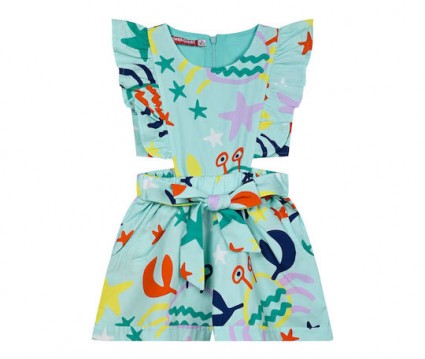 ολόσωμο εμπριμέ σορτς για κορίτσι με άνοιγμα στη μέση | ΕΜΠΡΙΜΕ