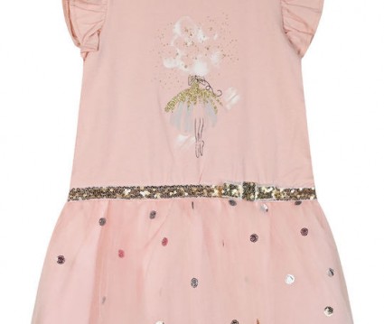 Παιδικό φόρεμα με τύπωμα και  γκλίτερ  ζωνάκι για κορίτσι | ΣΟΜΟΝ