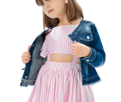 Παιδικό ριγέ φόρεμα για κορίτσι με άνοιγμα στη μέση | ΡΙΓΕ