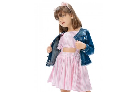 Παιδικό ριγέ φόρεμα για κορίτσι με άνοιγμα στη μέση | ΡΙΓΕ