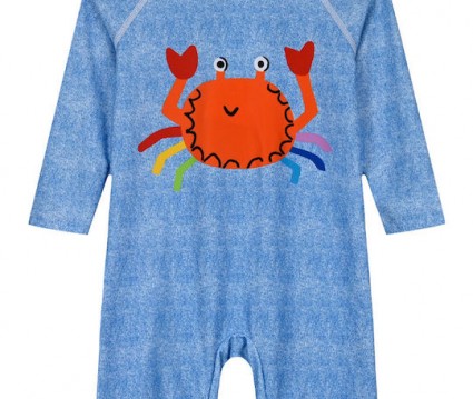 Παιδικό ολόσωμο μαγιό με τύπωμα κάβουρας  για αγόρι | ΜΠΛΕ