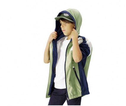 Λεπτό τρίχρωμο αδιάβροχο μπουφάν για αγόρι | ΧΑΚΙ