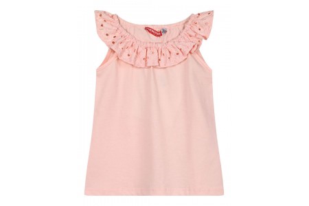 Παιδική αμάνικη μπλούζα με φραμπαλά για κορίτσι | ΠΟΥΔΡΑ