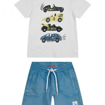Παιδικό σετ αχνούδιαστο φούτερ αυτοκινητάκια 2 τεμάχια  για αγόρι | ΓΑΛΑΖΙΟ