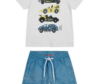 Παιδικό σετ αχνούδιαστο φούτερ αυτοκινητάκια 2 τεμάχια  για αγόρι | ΓΑΛΑΖΙΟ