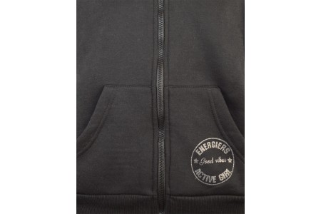 Fleece ζακέτα Energiers Basic Line με κουκούλα μαύρο