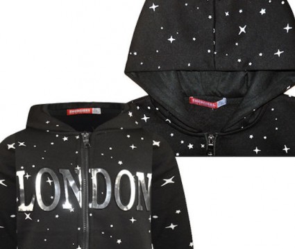 Σετ 2 τεμάχια φούτερ φόρμα με ανάγλυφο τύπωμα για κορίτσι | ΜΑΥΡΟ