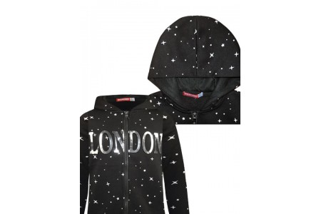 Σετ 2 τεμάχια φούτερ φόρμα με ανάγλυφο τύπωμα για κορίτσι | ΜΑΥΡΟ