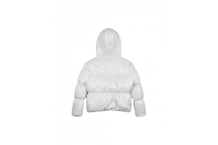 Κοντό puffer μπουφάν με κουκούλα για κορίτσι | ΕΚΡΟΥ