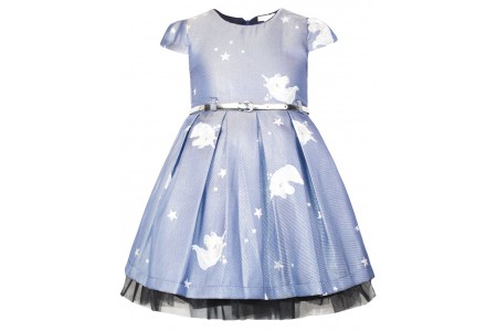 Φόρεμα τύπωμα μονόκερος με ζώνη και λεπτομέρειες τούλι