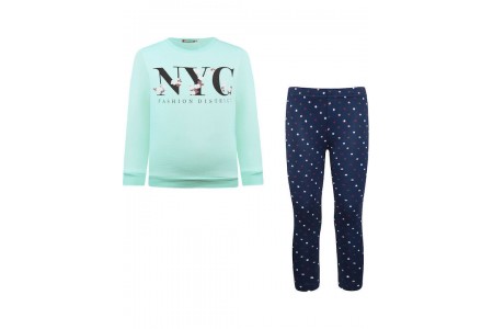 Σετ κολάν πουά και μπλούζα τύπωμα 